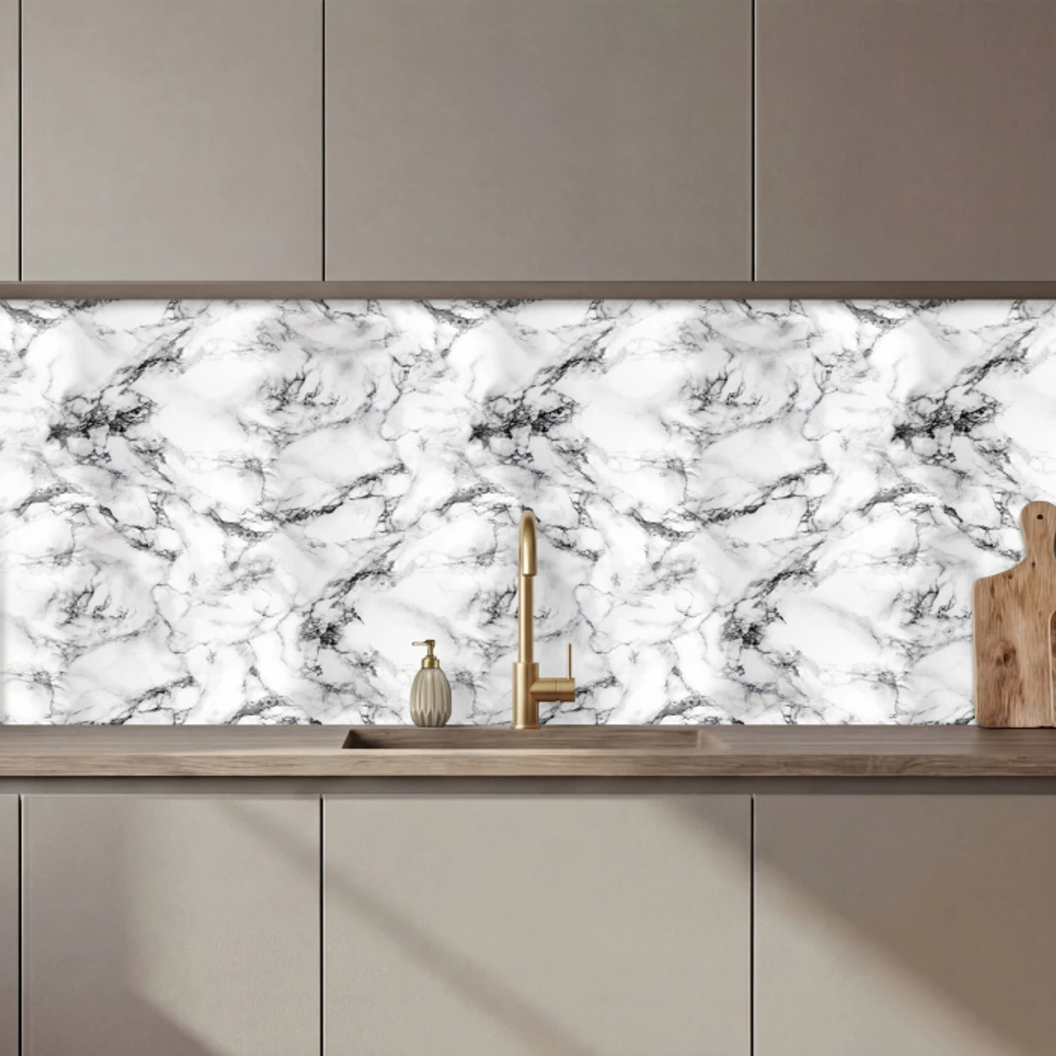 Marmer - Zwart - Dramatisch - Wit keuken achterwand 2 middel 871 zz_3dshopping