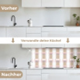 Ruitpatroon - Aardetinten - Minimalistisch keuken achterwand 2 middel 871 -voor-na_DE