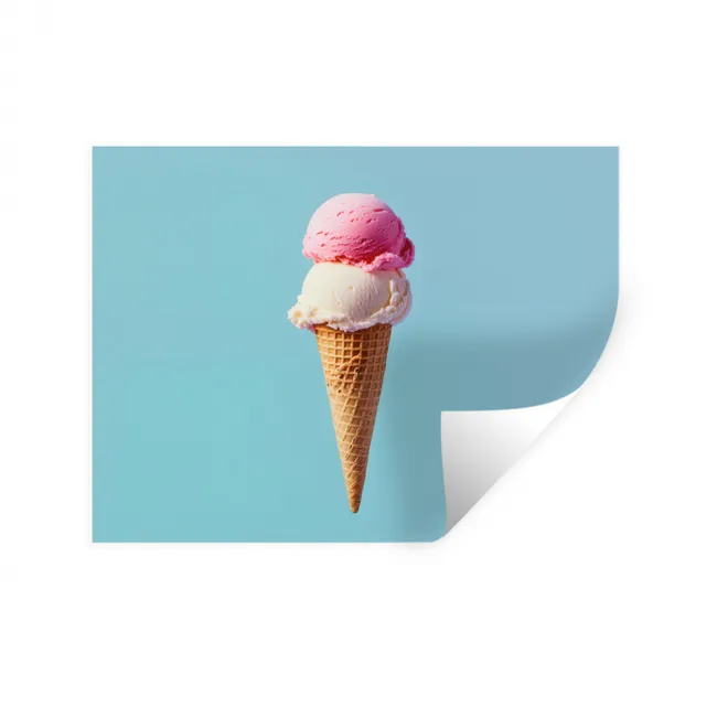 Muursticker - Bolletjes - Schepijs - Hoorntje - Blauw