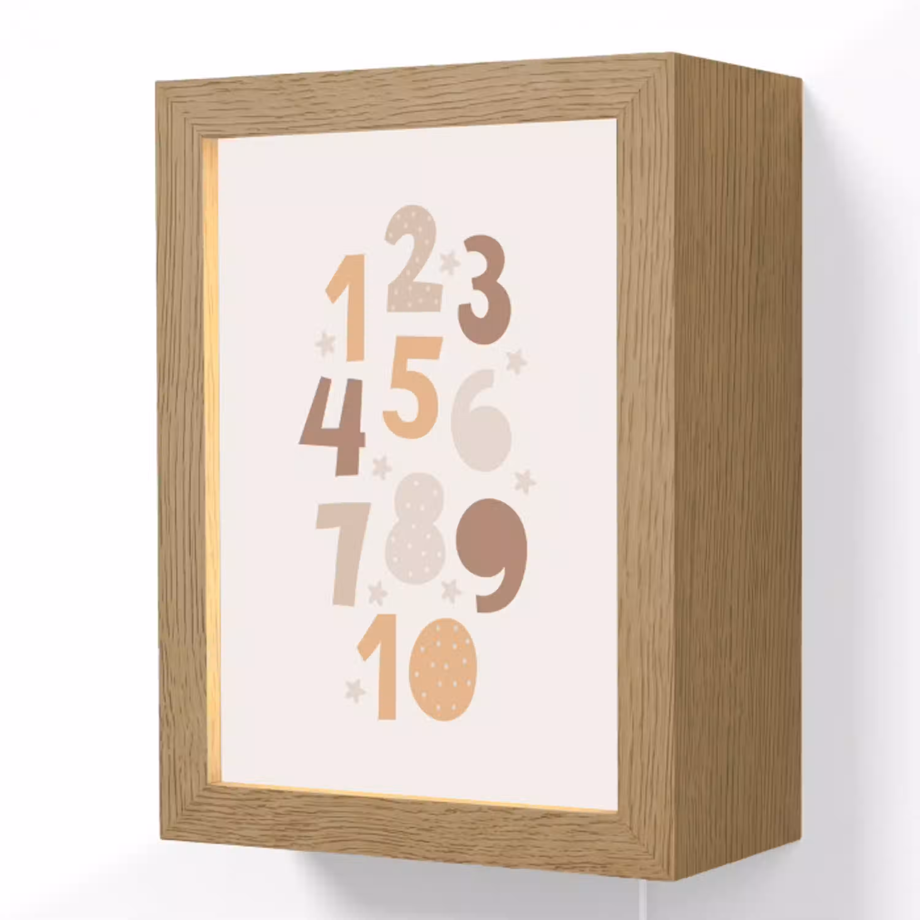 Getallen - Educatief - Leren tellen - Cijfers oefenen voor kinderen - Pastel kleuren Light Box met kabel (Wandlamp kind) klein -3d