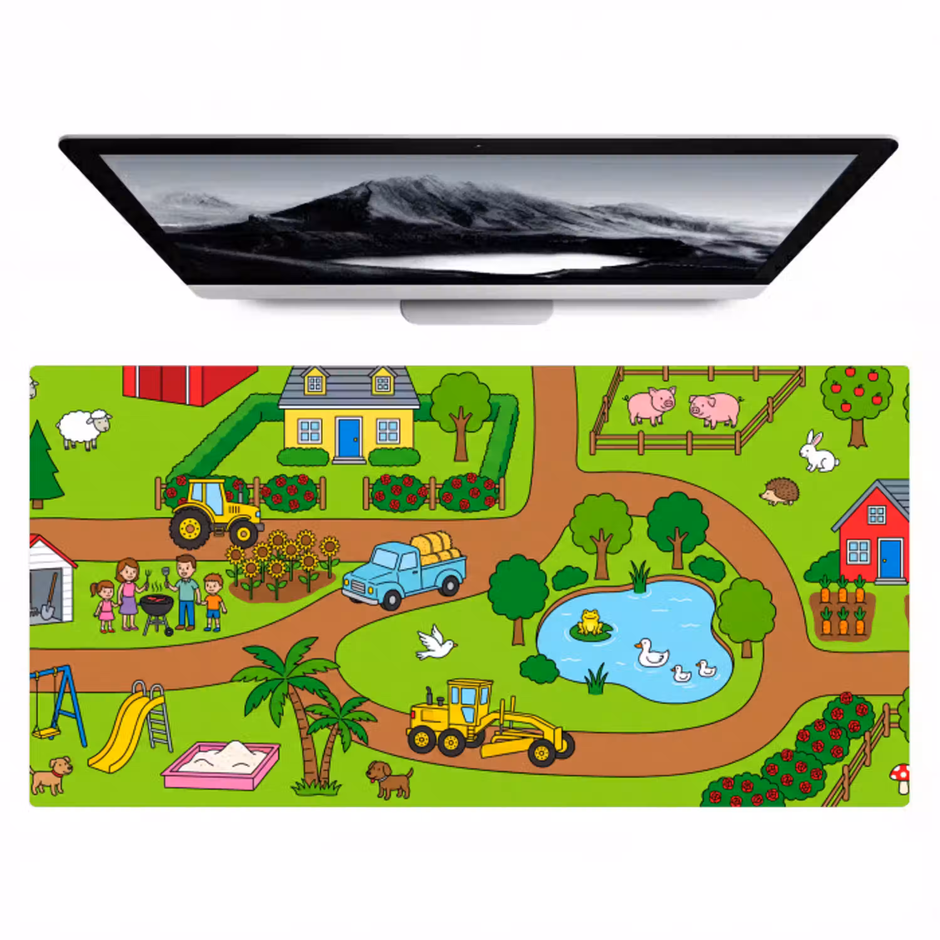 Platteland - Dieren - Cartoon Muismat XXL klein -zzz3d