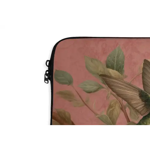 Kolibries - Bloemen - Groen - Roze laptophoes neopreen klein -detail