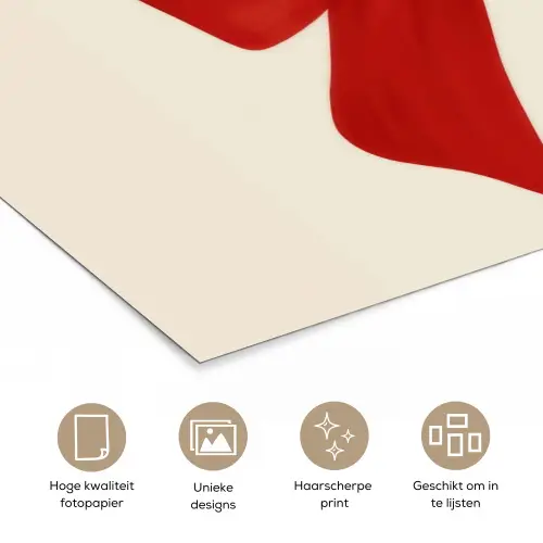 Strik - Symmetrisch - Rood - Lint poster papier klein -closeup_NL