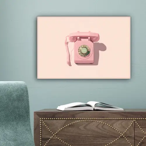 Draaischijftelefoon - Retro - Roze canvas 2cm klein -sfeer4