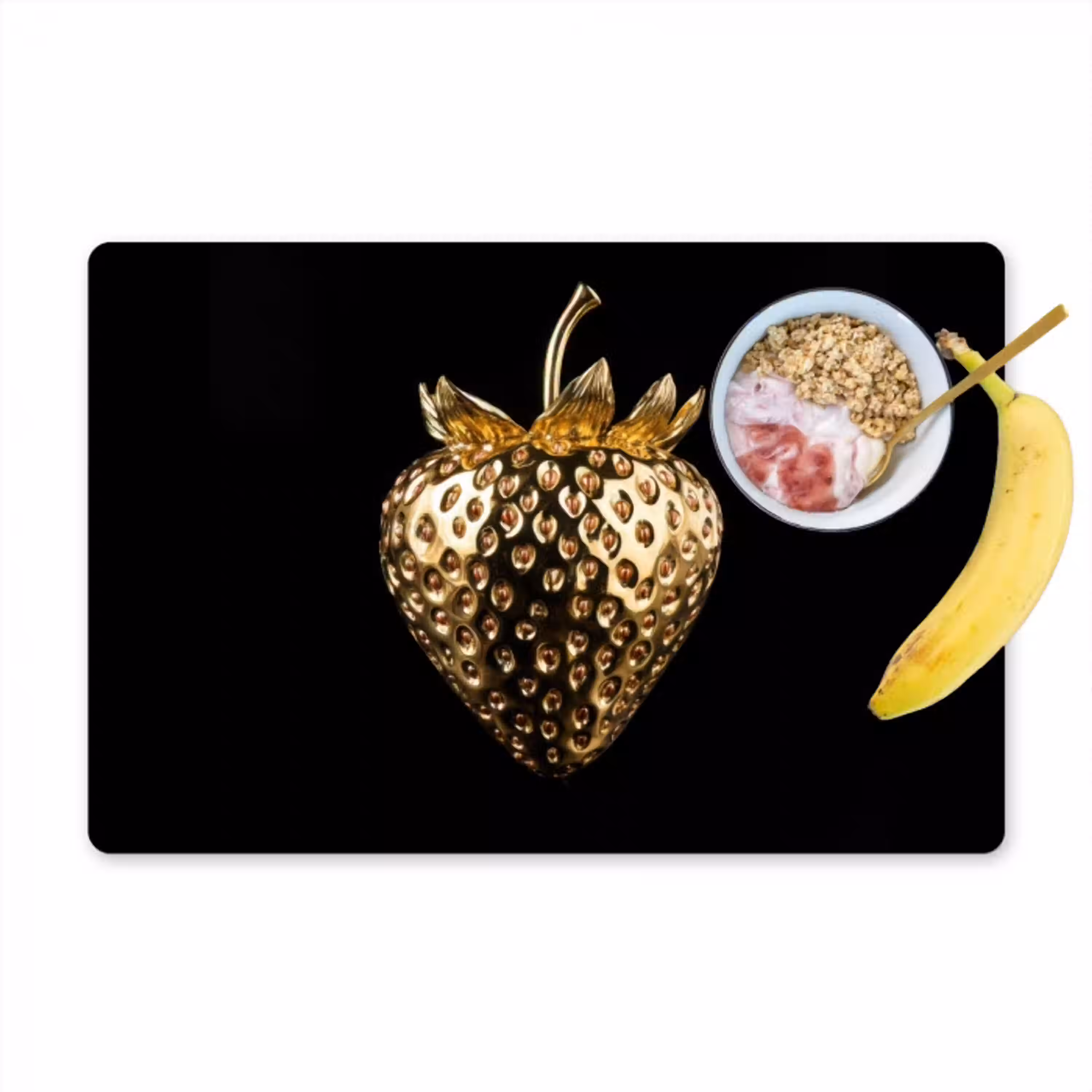 Aardbei - Goud - Zwart - Chrome Placemat vinyl groot -zzzproduct_Kitchenyeah-website