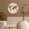 Wereldkaart - Kruiden - Kleurrijk Wandcirkel behangsticker klein -sfeer1