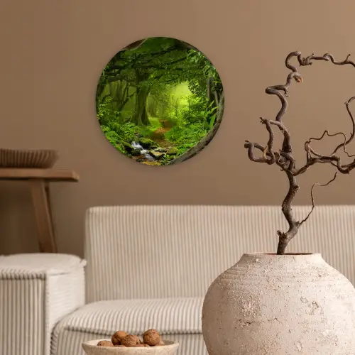 Jungle - Groen - Natuur - Tropisch - Planten Wandcirkel kunststof plaat 5mm dik klein -sfeer1