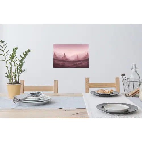 Landschap - Mistig - Roze Muursticker klein -eettafel