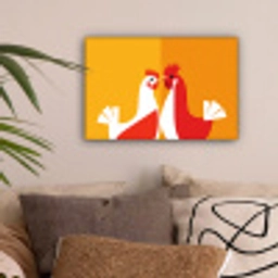 Kippen - Oranje - Vlakken canvas 2cm klein -sfeer1