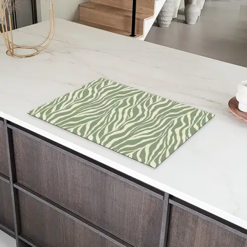 Zebra - Motief - Groen Inductie beschermer vinyl 3mm klein 276 -sfeer8