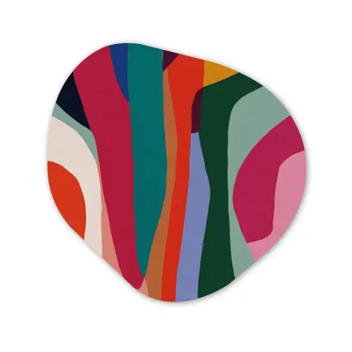 Vormen - Bochten - Kleurrijk - Abstract Wandcirkel Organisch Forex 3mm klein -3d