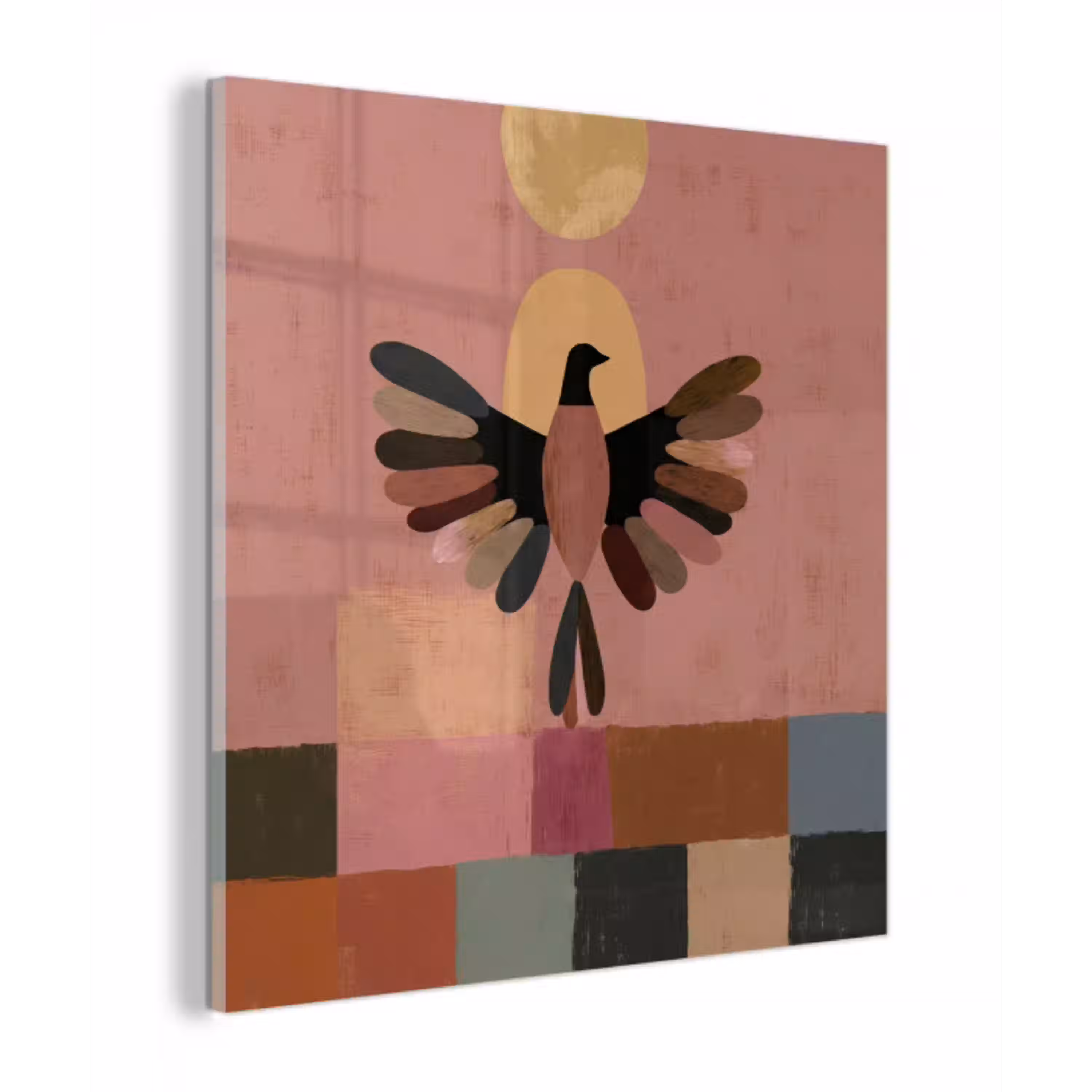 Illustratie - Vogel - Vlakken - Kleurrijk plexiglas 5mm klein -z3d