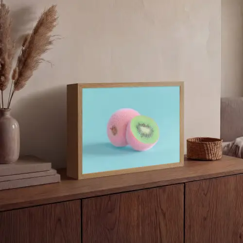 Kiwi - Blauw - Surrealistisch Light Box met batterij (Wandlamp) middel -sfeer2