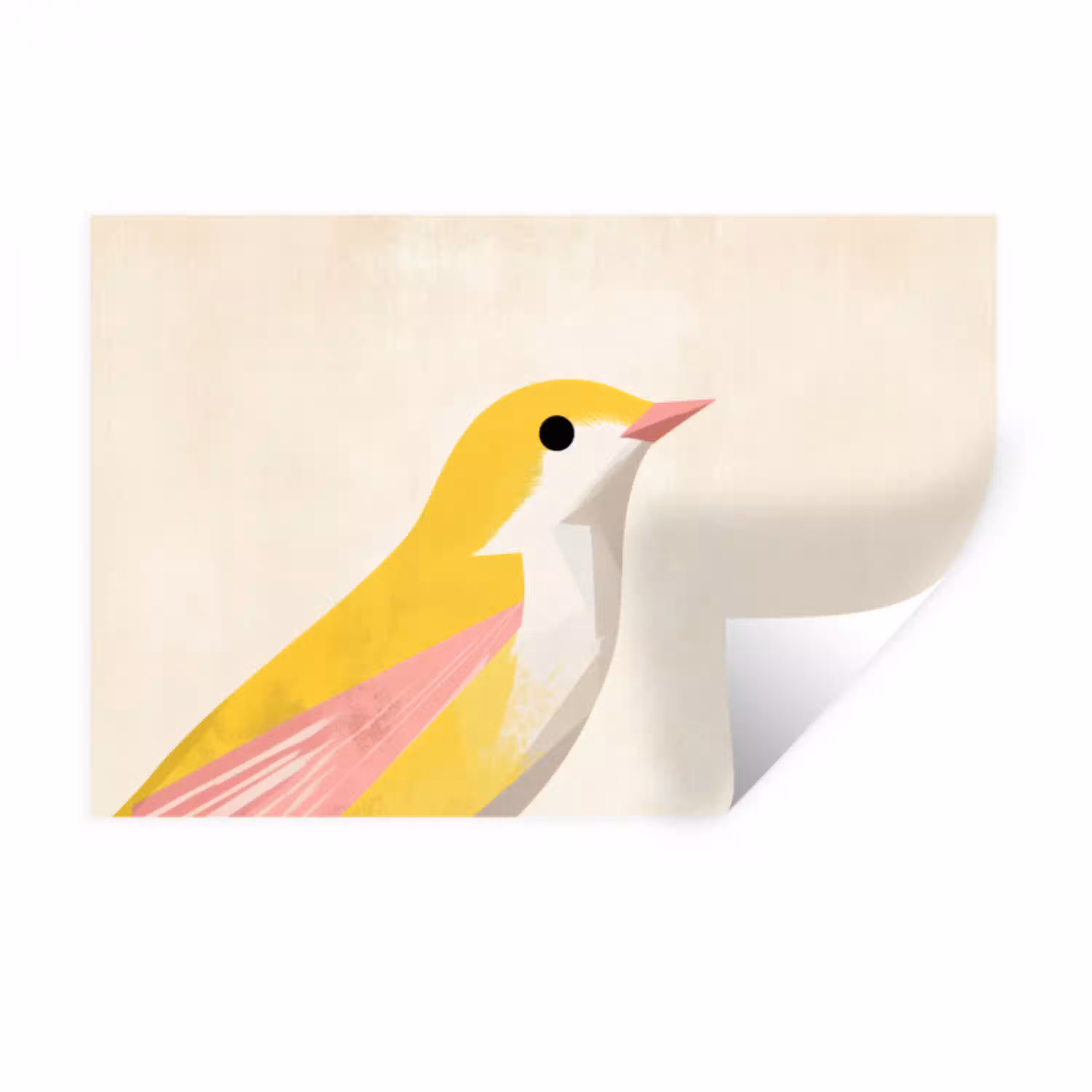 Vogel - Minimalistisch - Geel Muursticker klein -3d