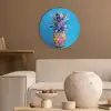 Ananas - Blauw - Tropisch - Vrolijk Akoestische PET Vilt - Rond klein -sfeer1
