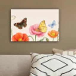 Vlinders - Klaprozen - Illustratie - Kleurrijk canvas 2cm klein -sfeer3