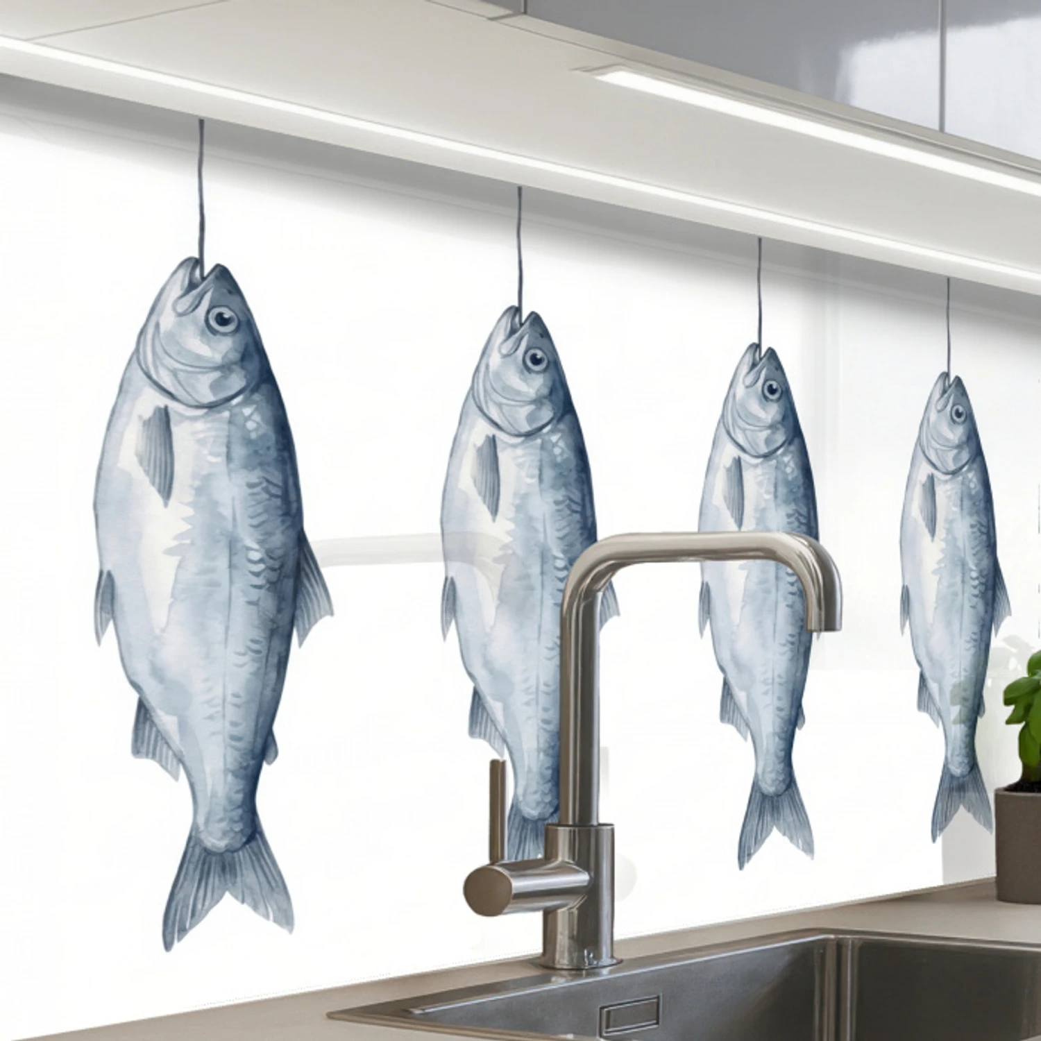 Vissen - Illustratie - Delfts - Blauw keuken achterwand 2 middel -zzzz3d_schuin