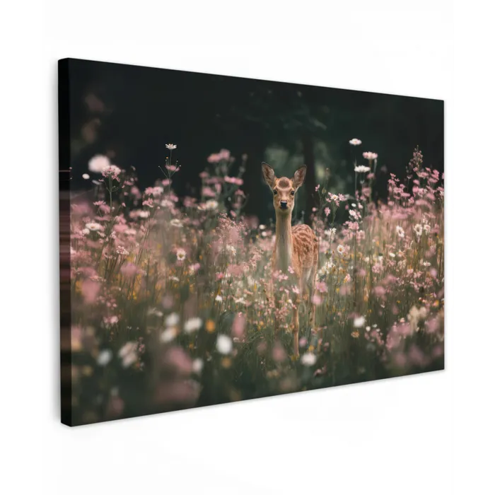 Hert - Wilde bloemen - Bos canvas 2cm klein -z3d