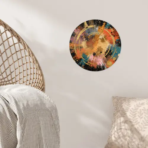 Explosie - Verfstructuur - Goud - Abstract Wandcirkel behangsticker klein -sfeer4