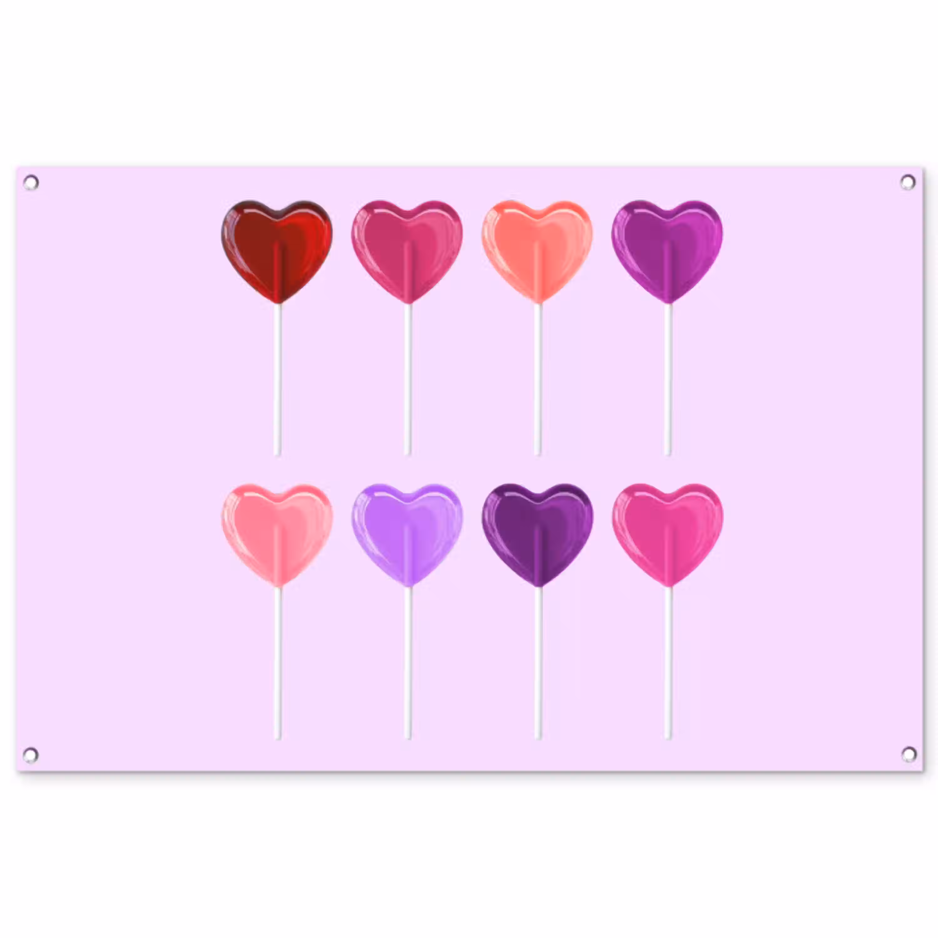 Lolly - Hart - Roze - Snoep tuinposter los doek groot -3d
