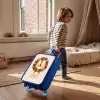 Leeuw illustratie met beige achtergrond Kinderkoffer - Blauw klein -sfeer1