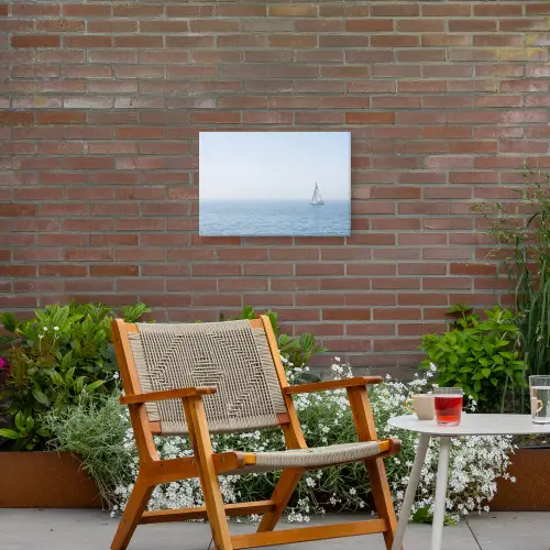 Horizon - Zeilboot - Zee Tuinposter op houten frame 2 cm dik klein -sfeer3