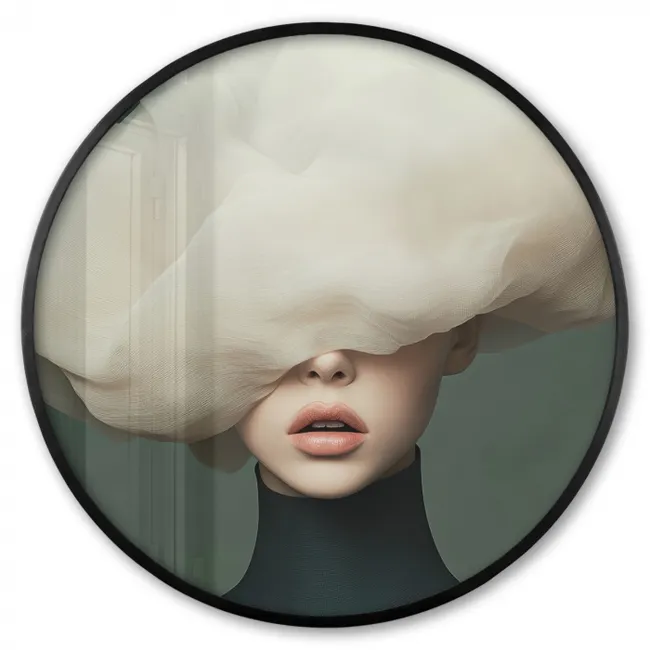 Ronde fotolijst - Hoed - Vrouw - Beige