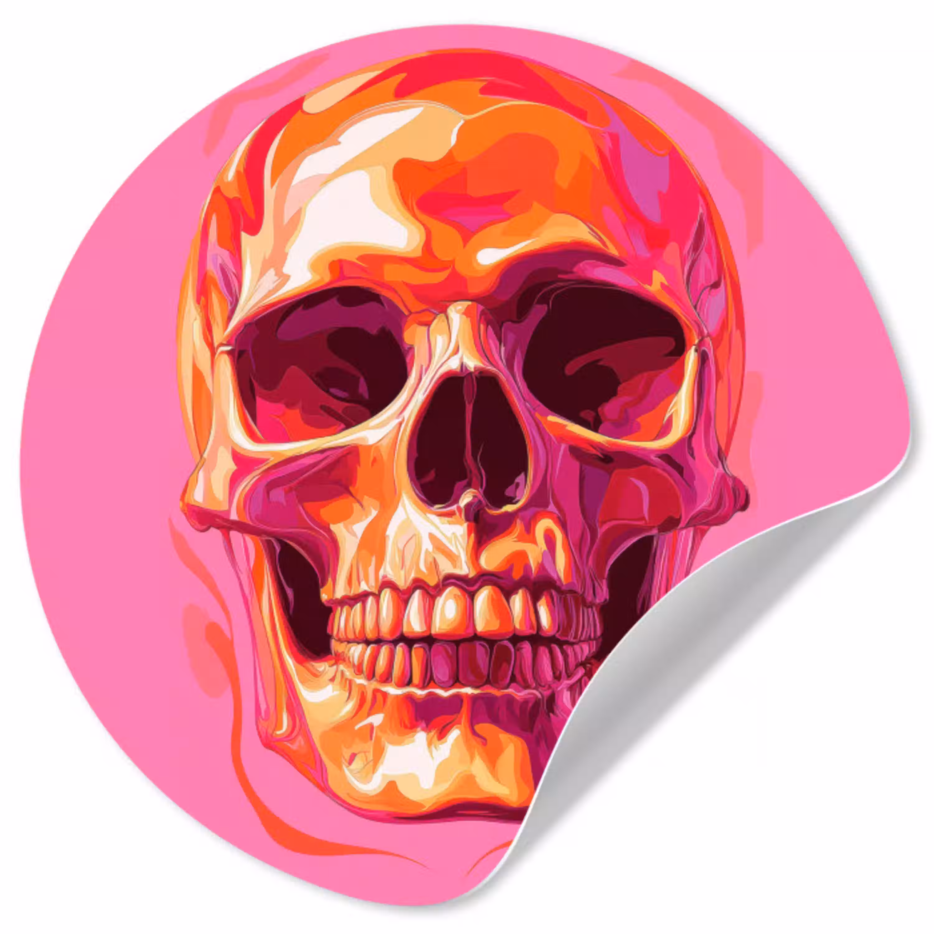 Felroze - Tanden - Schedel Wandcirkel behangsticker klein -3d