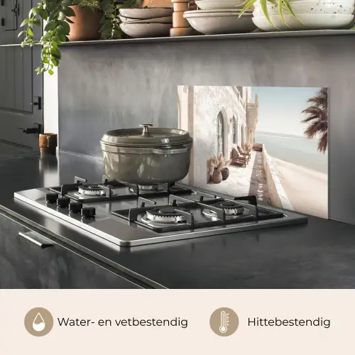 Terras - Stoelen - Strand - Beige keuken achterwand spatscherm klein -usp_NL