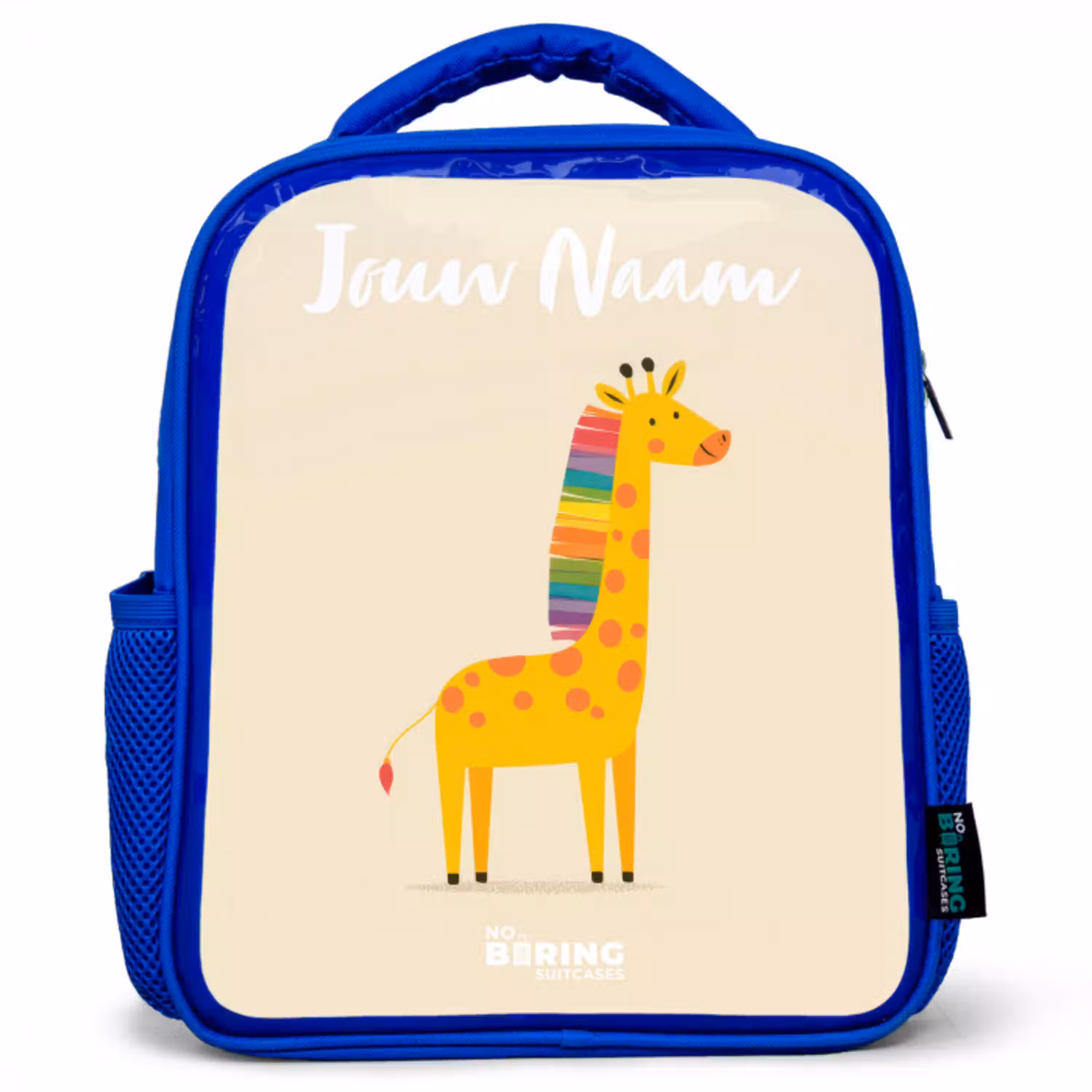 Giraffe - Dier - Kleurrijk Kinderrugzak - Blauw middel -3d