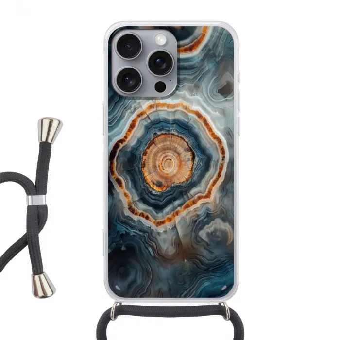 Cirkel - Ringen - Steen - Tinten Hoesje iPhone 16 Pro Max met koord klein -3d