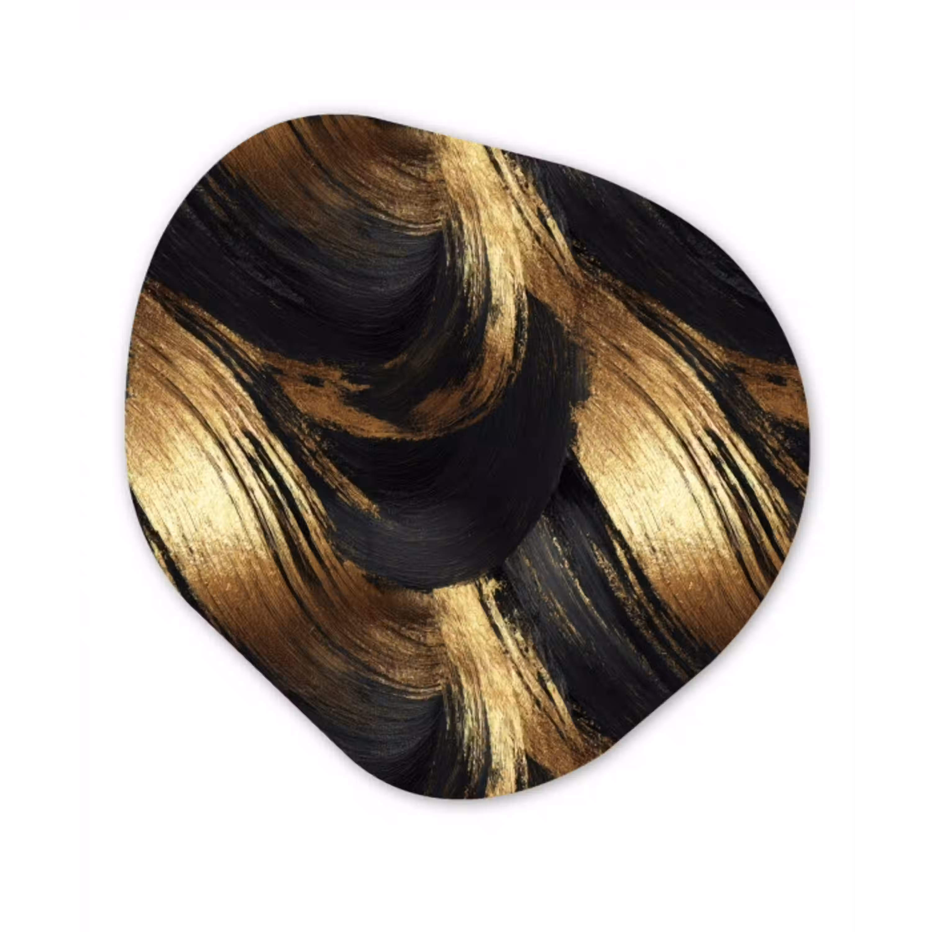 Verfstreken - Abstract - Goud - Zwart Wandcirkel Organisch Forex 3mm klein 629 -3d