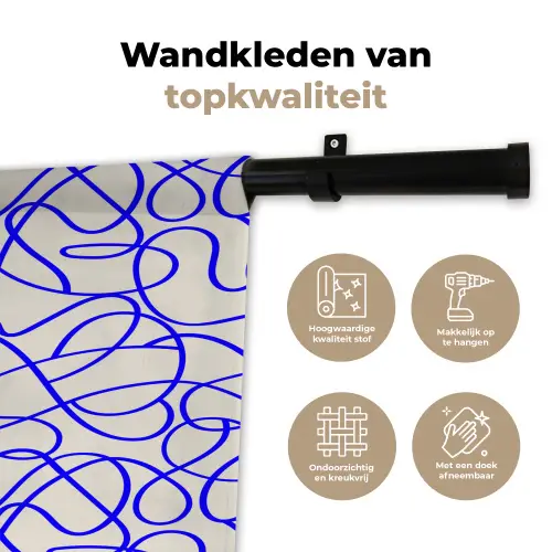 Patronen - Beige - Blauw - Lijnen Wandkleed katoen klein 269 -sfeer2