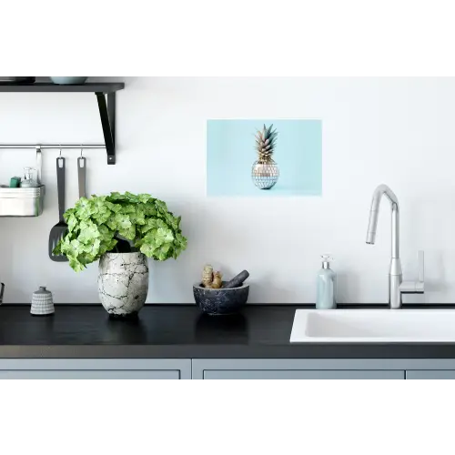 Blauw - Ananas - Disco - Discobal Muursticker klein -keuken