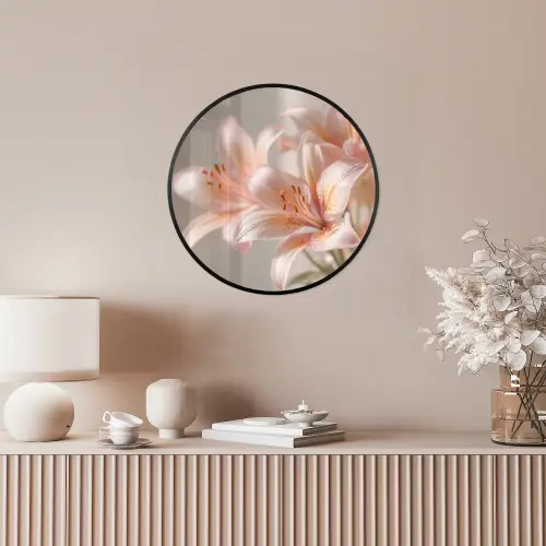 Lelies - Meeldraden - Roze - Wazig Fotolijst rond zonder passe partout klein -sfeer3
