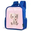 Olifant - Grijs - Baby - Slurf Kinderrugzak - Blauw middel -schuin