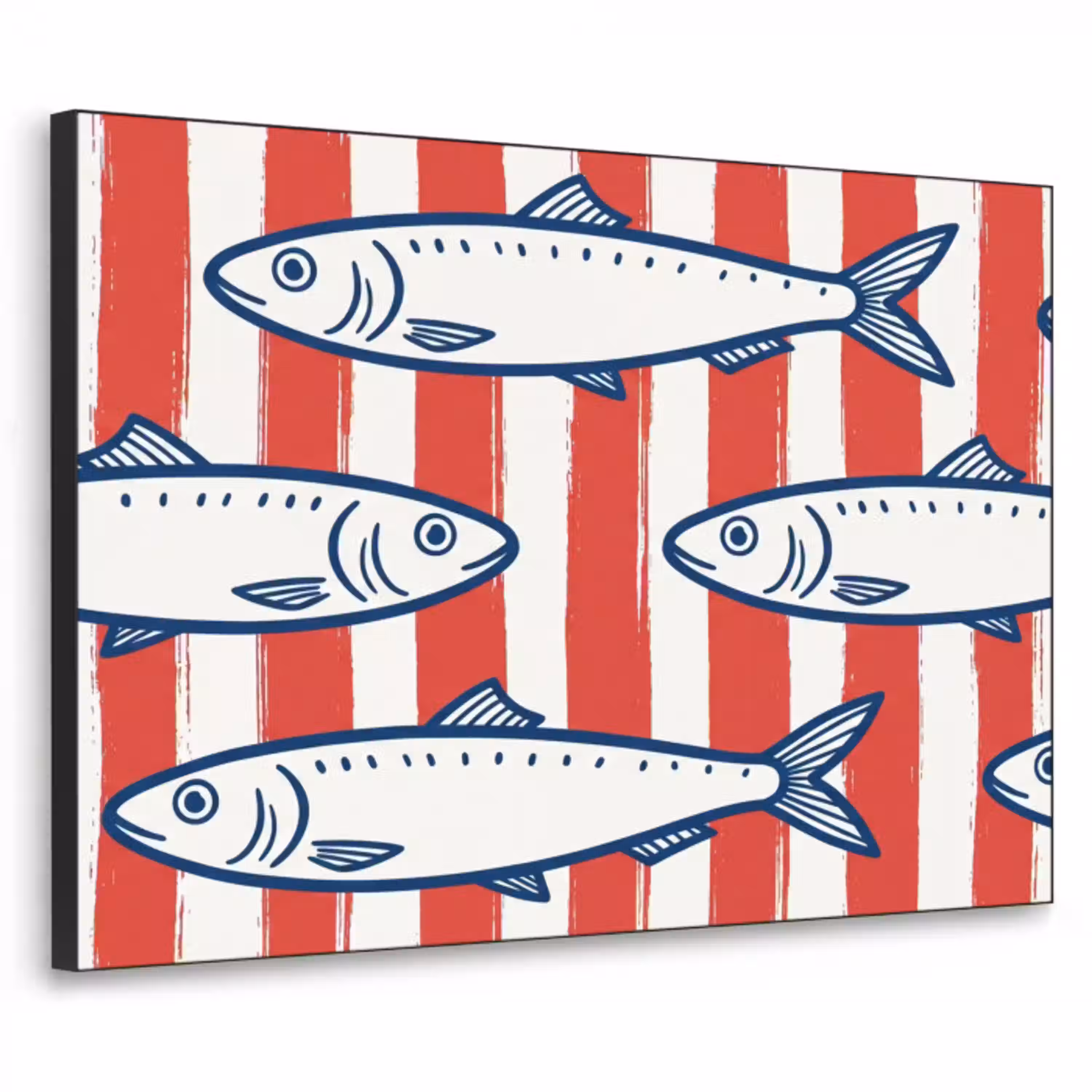 Vis - Patroon - Strepen - Illustratie - Rood Textielframe zwart klein -3d