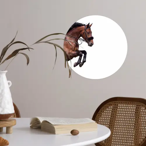 Paard - Springen - Modern Wandcirkel behangsticker klein -sfeer3