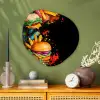 Fastfood - Graffiti - Hamburger - Eten - Modern Wandcirkel Organisch Aluminium middel -sfeer2