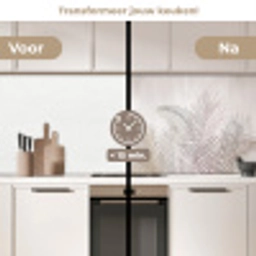 Bladeren - Beige - Botanisch - Vintage keuken achterwand 2 middel -voor-na2_NL