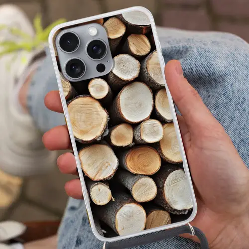Hout - Boomstammen - Textuur Hoesje iPhone 16 Pro Max met koord klein -sfeer3