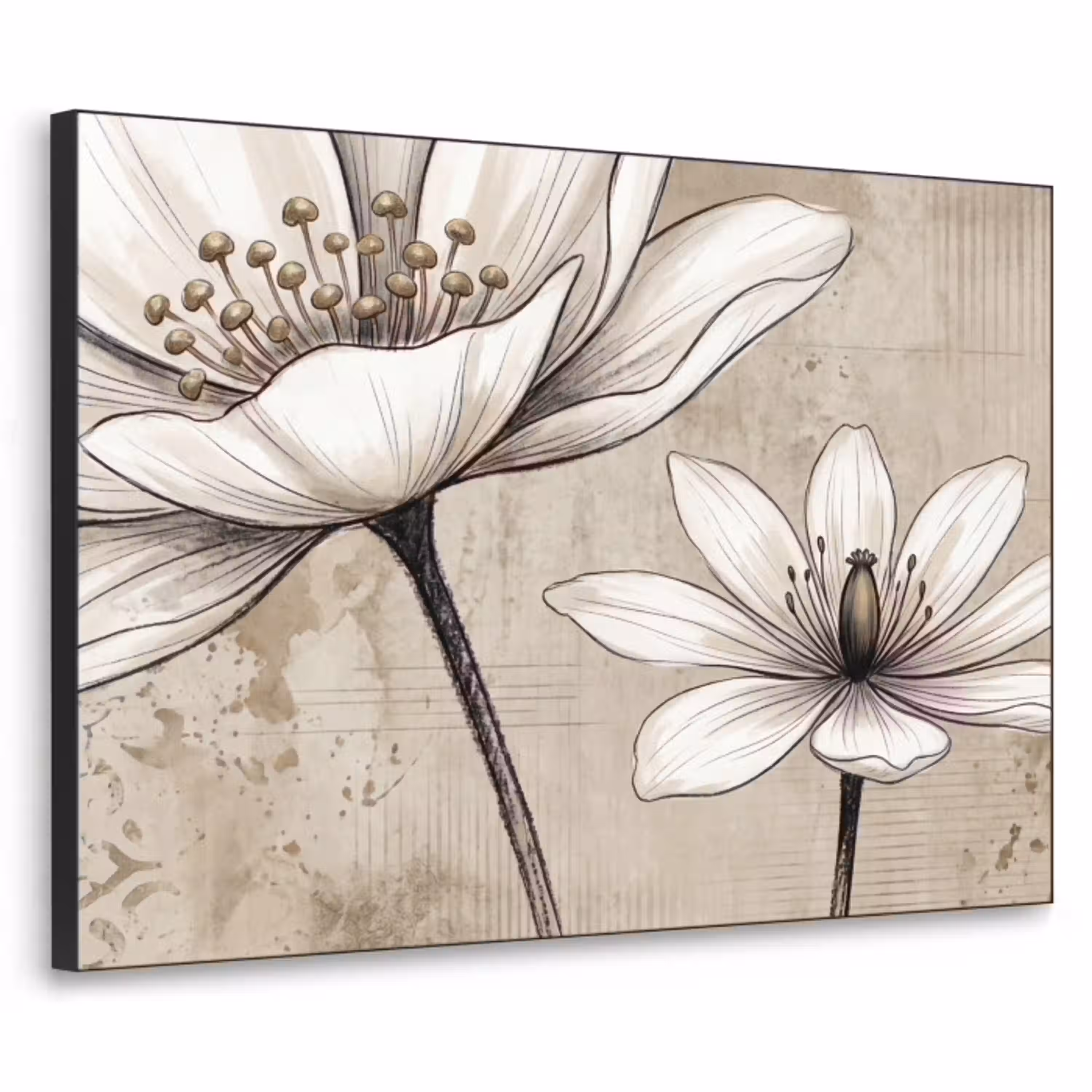 Modern - Design - Wit Textielframe zwart klein -3d