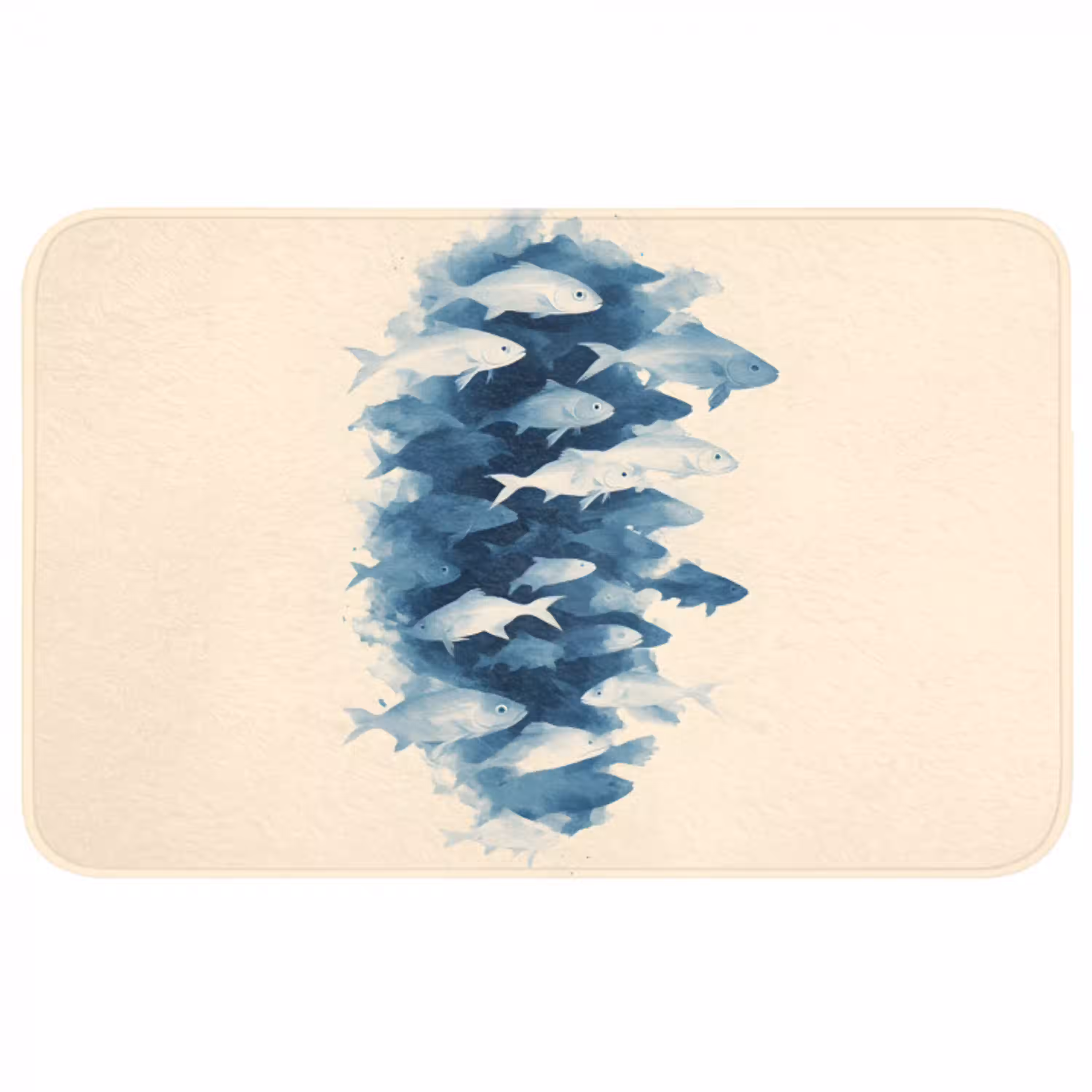Vissen - Minimalistisch - Blauw WCmat middel -3d