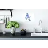 Vogel - Delfts blauw - Illustratie - Bloemen Muursticker klein -keuken