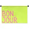 Groen - Smiley - Bonjour - Roze Wandkleed katoen klein -zz3d