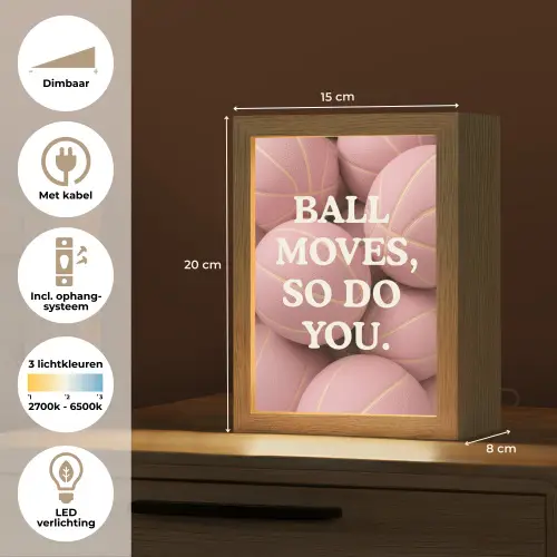 Basketballen - Roze - Quote - Sportief Light Box met kabel (Tafellamp) klein -USP_NL