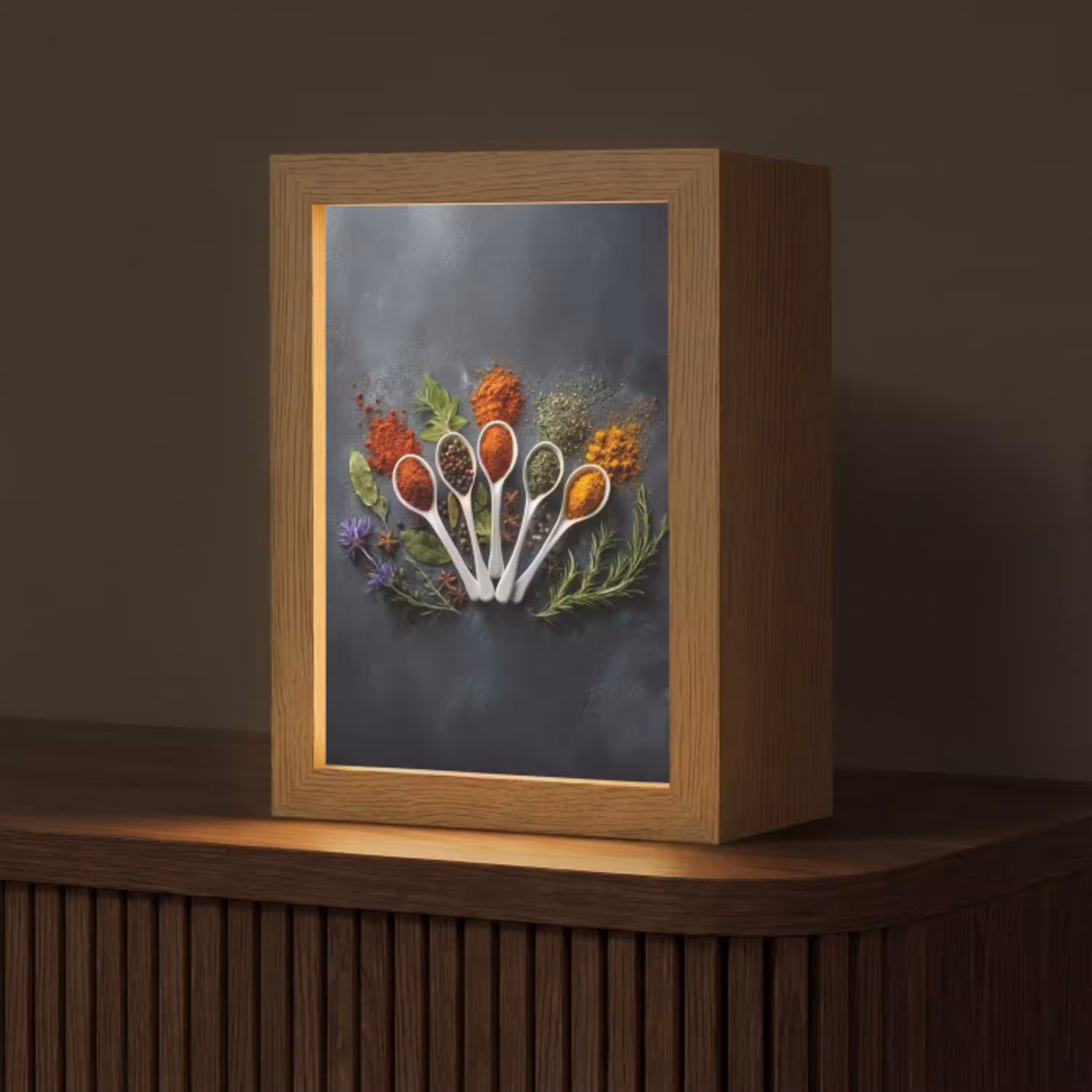 Lepels - Wit - Poeder - Kruiden Light Box met kabel (Tafellamp) klein -z3d_website