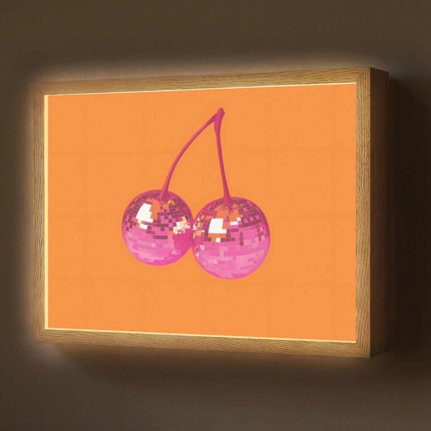 Discoballen - Kers - Spiegels - Roze Light Box met batterij (Wandlamp) middel -z3d_website