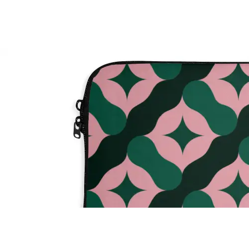 Groen - Roze - Retro - Sterren laptophoes neopreen klein 279 -detail