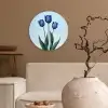 Tulpen - Blauw - Bladeren Wandcirkel kunststof plaat 5mm dik klein -sfeer1
